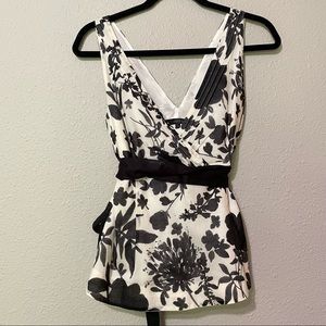 Coast Black & White Floral V Neck Peplum Sleeveless Blouse 14